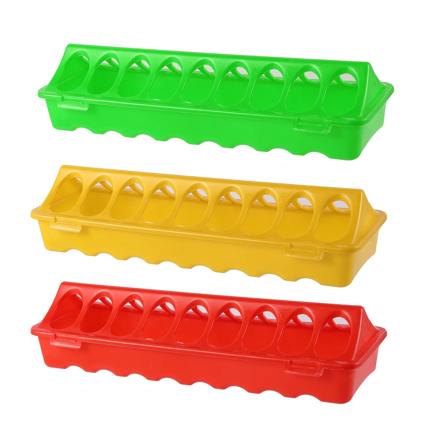 Mangeoire à Volaille en Plastique – Double Rangée – 20 à 50 cm – 12 à 28 Trous – Pour Poules, Poussins et Volailles