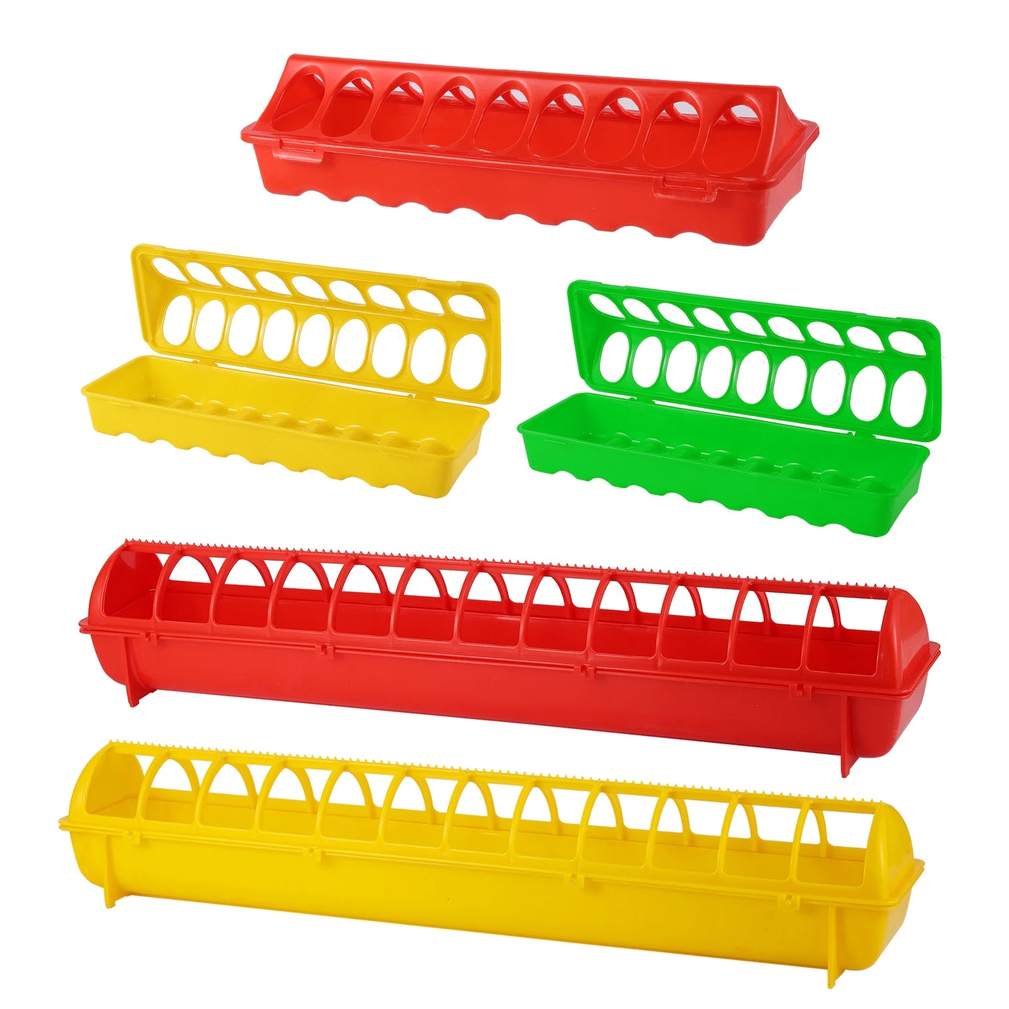 Mangeoire à Volaille en Plastique – Double Rangée – 20 à 50 cm – 12 à 28 Trous – Pour Poules, Poussins et Volailles
